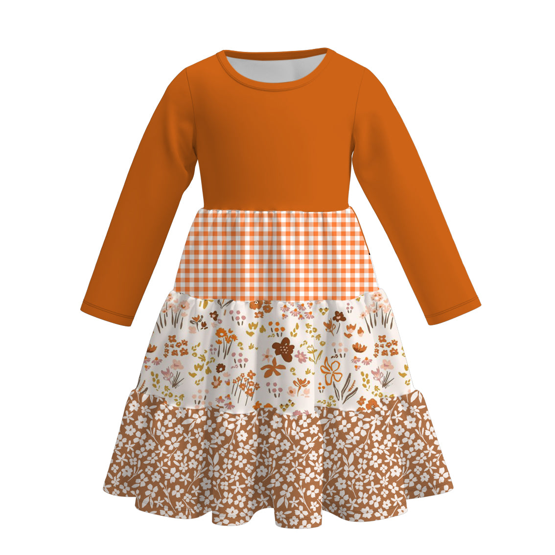 （Pre Order）Girls Fall Print Gored Dress