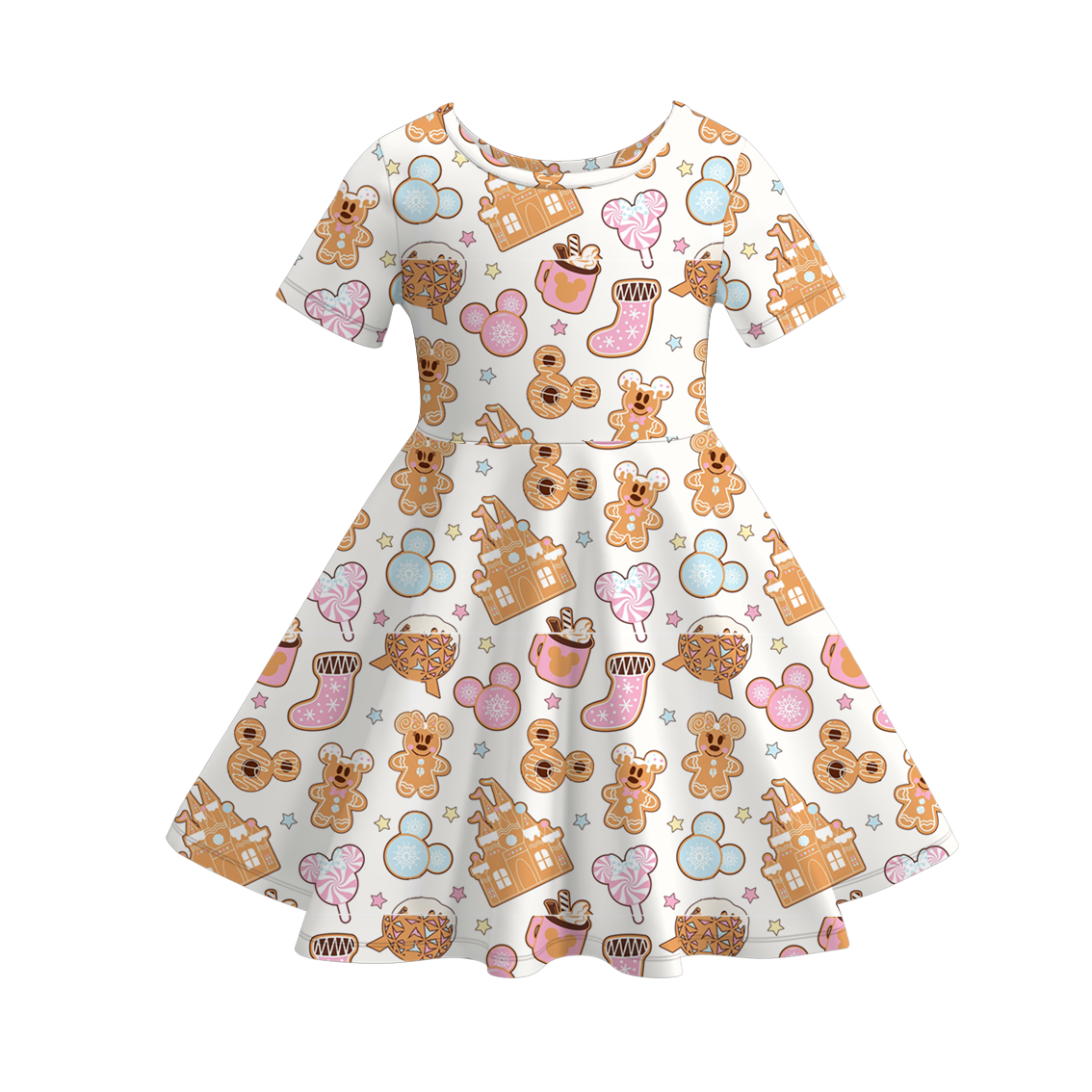 （Pre Order）Girls Christmas Cartoon Print Dress