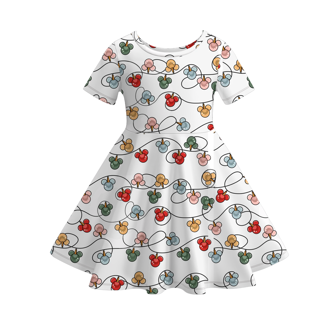 （Pre Order）Girls Christmas Cartoon Print Dress