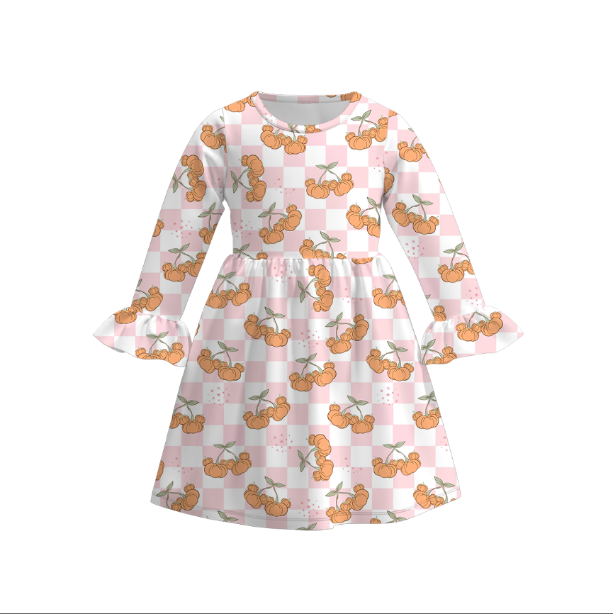 （Pre Order）Girls Fall Pumpkin Print Dress