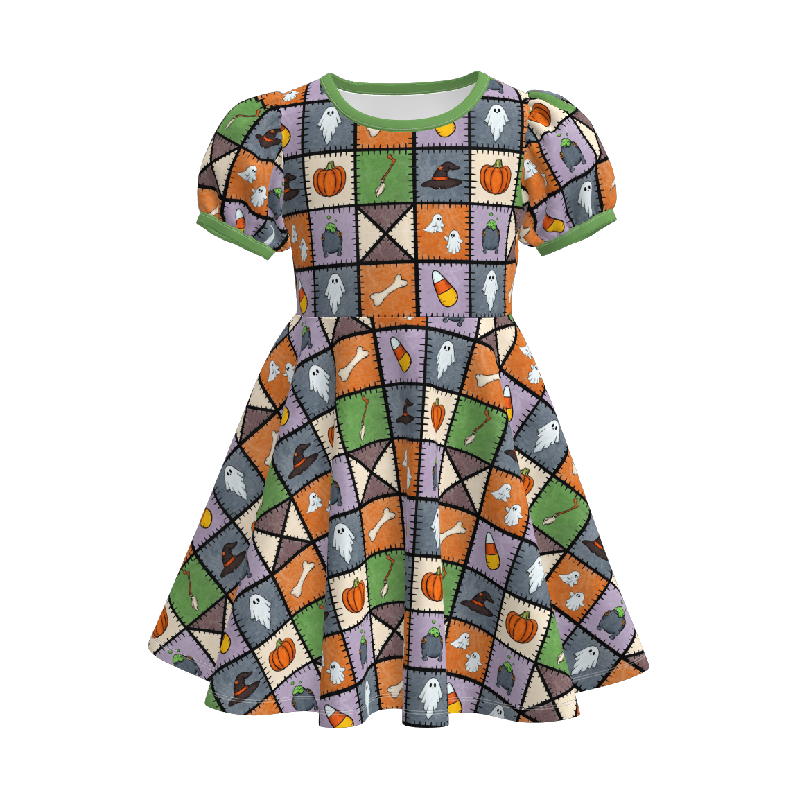 （Pre Order）Girls Halloween Cartoon Print Dress