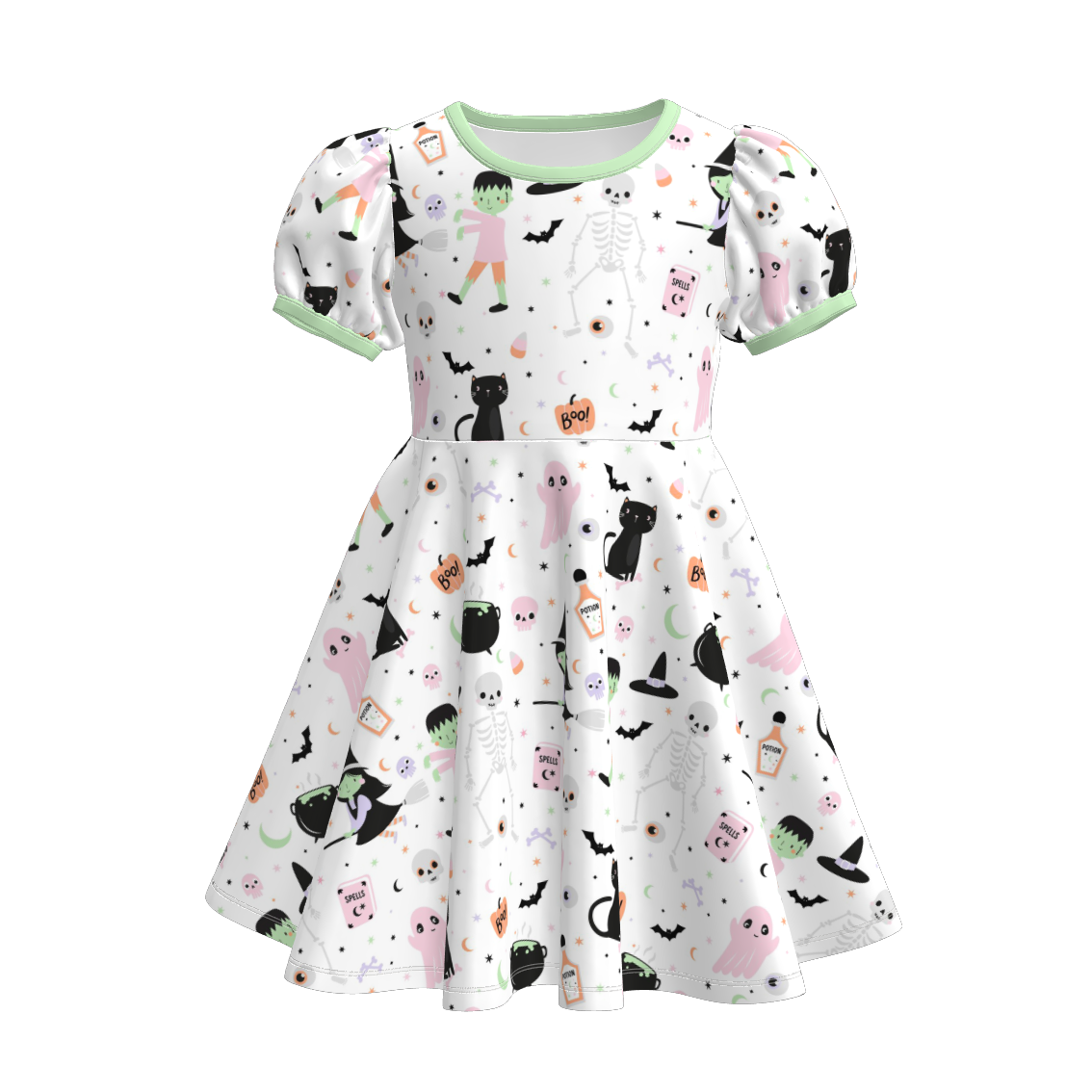 （Pre Order）Girls Halloween Cartoon Print Dress
