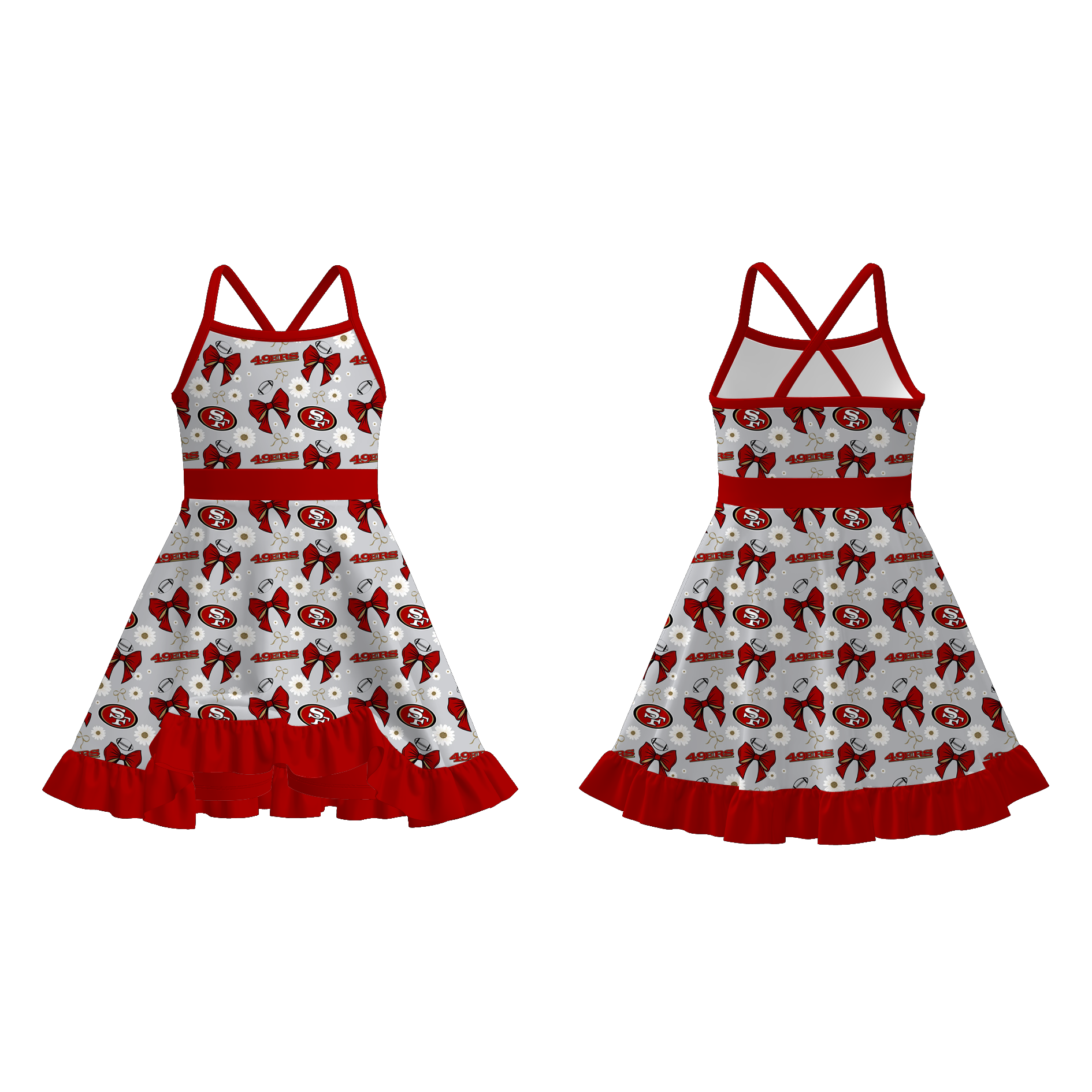 （Pre Order）Girls Summer Football Print Skort Set