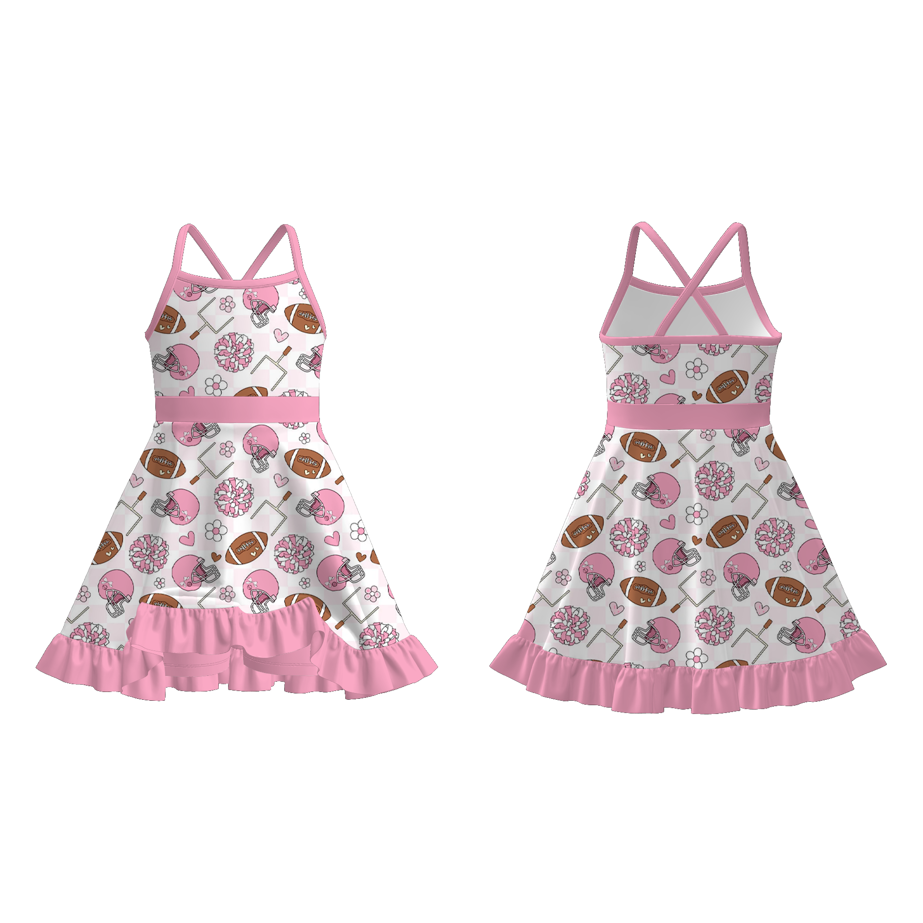 （Pre Order）Girls Summer Football Print Skort Set