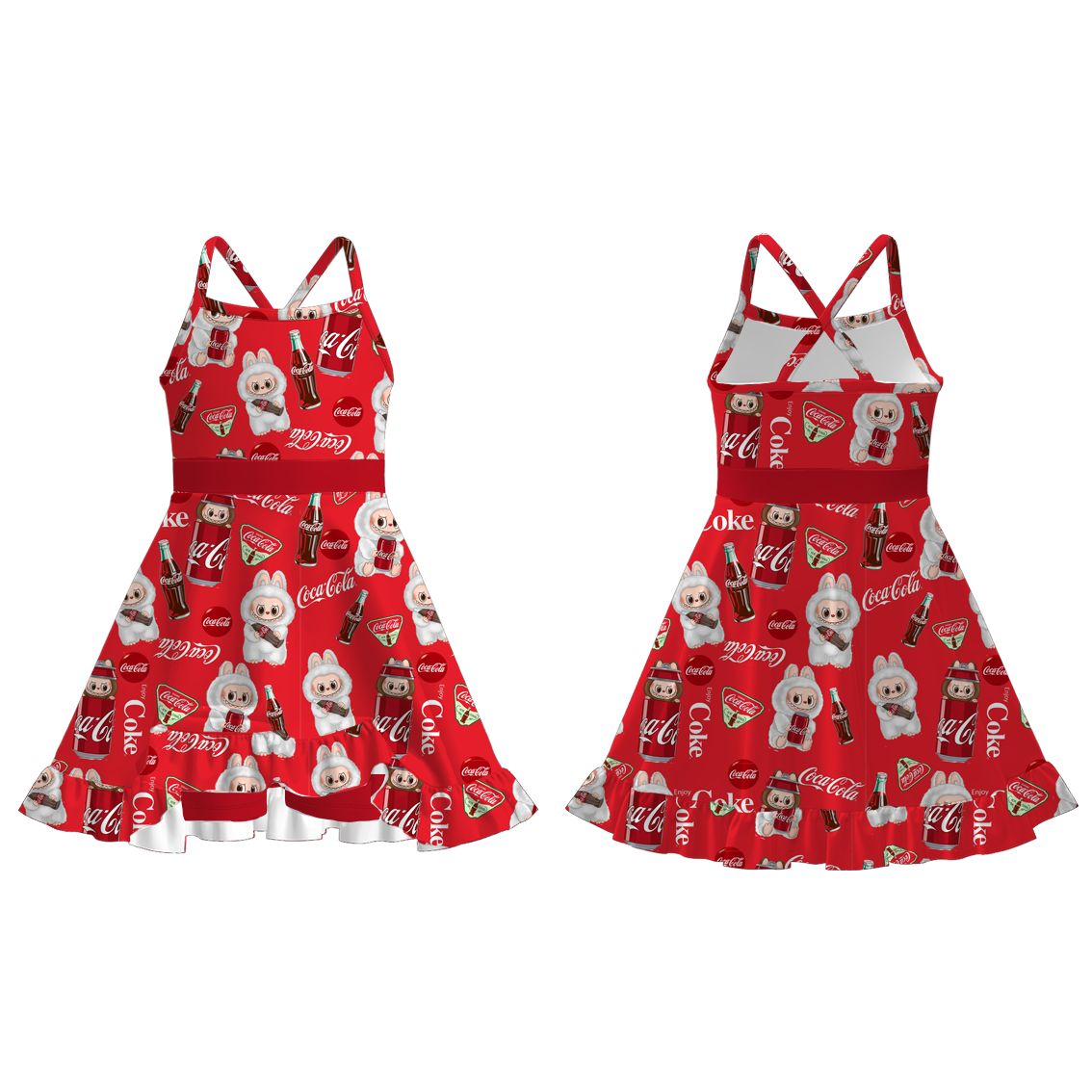 （Pre Order）Girls Summer Cartoon Print Skort Dress