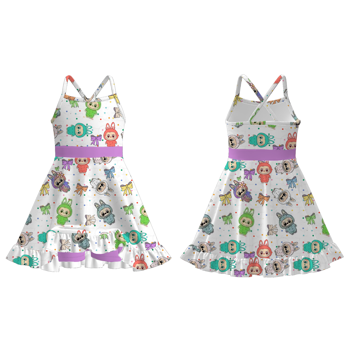 （Pre Order）Girls Summer Cartoon Print Skort Dress