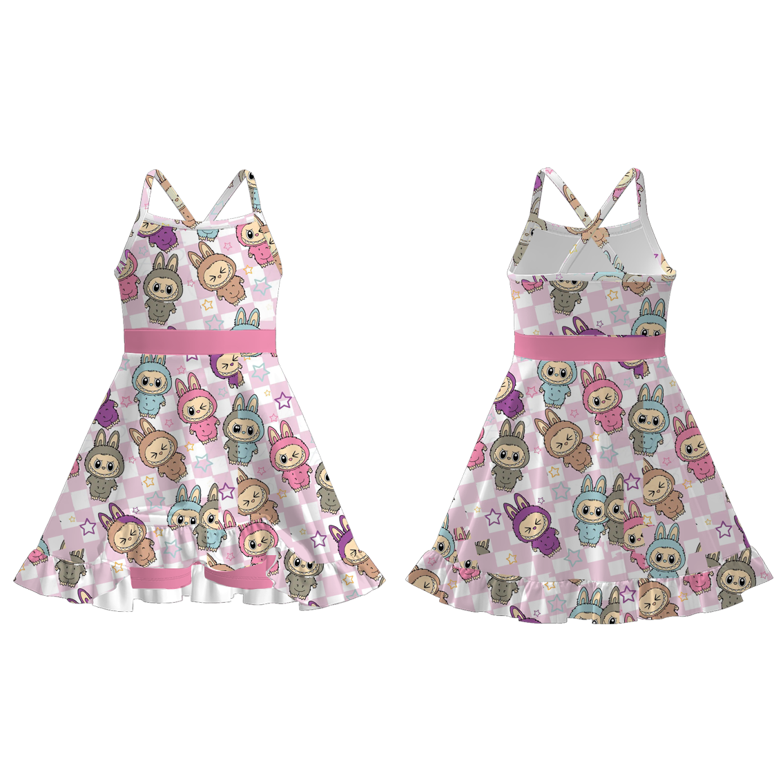 （Pre Order）Girls Summer Cartoon Print Skort Dress