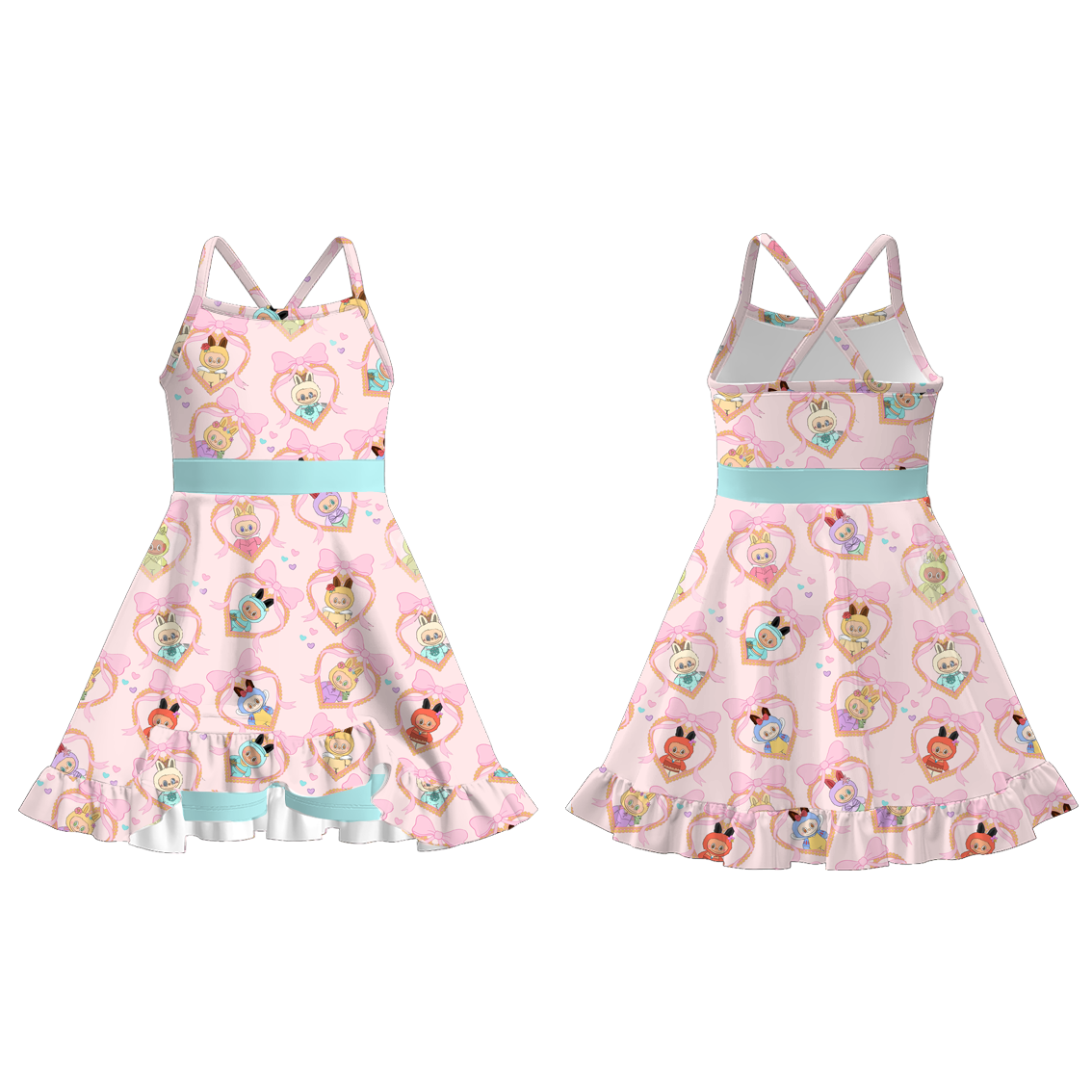 （Pre Order）Girls Summer Cartoon Print Skort Dress
