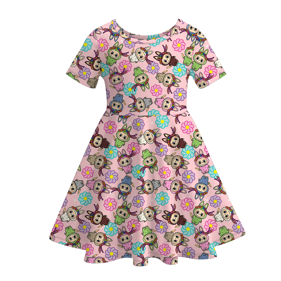 （Pre Order）Girls Summer Cartoon Print Dress,Set,Pajamas＆Pants