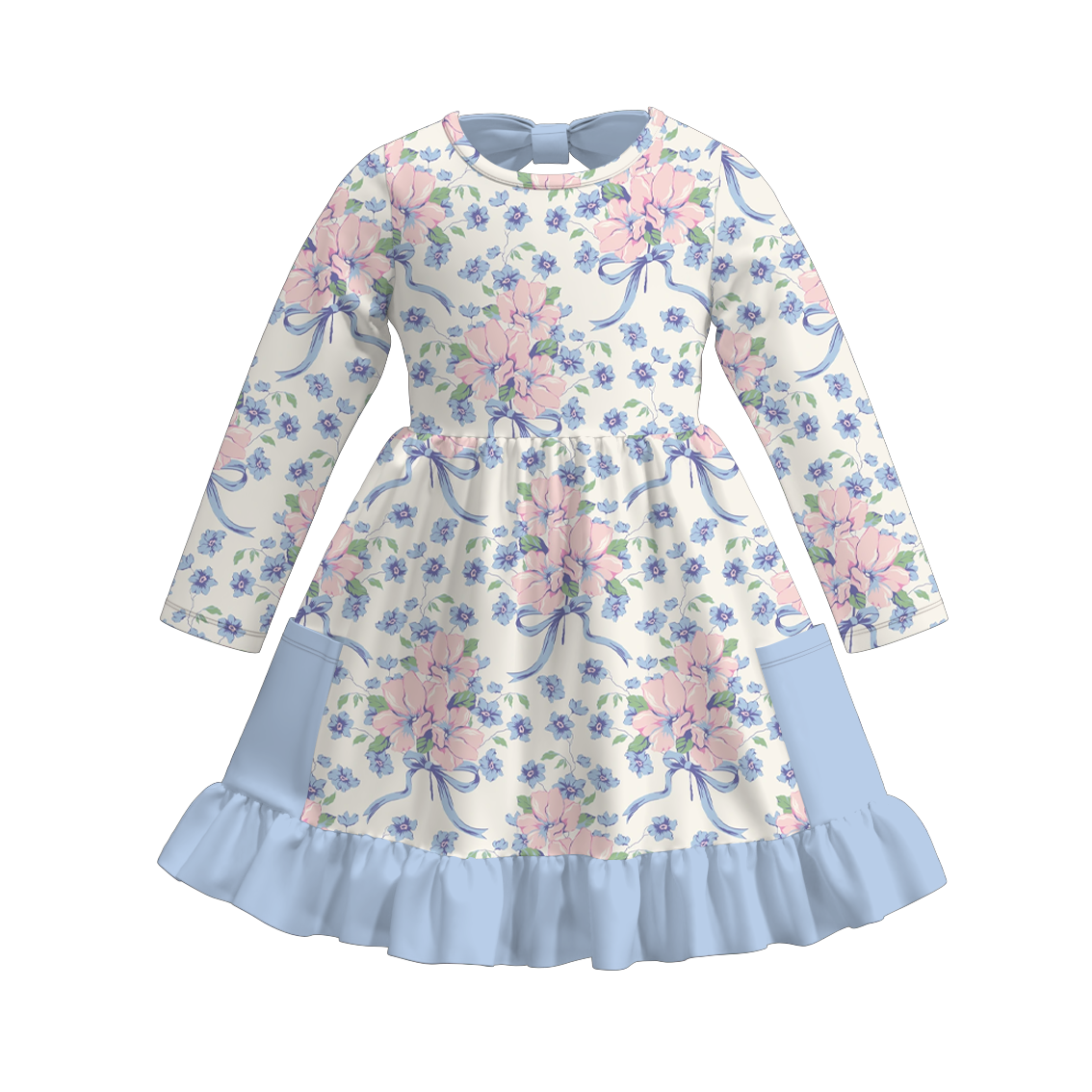 （Pre Order）Girls Fall＆Christmas Print Dress