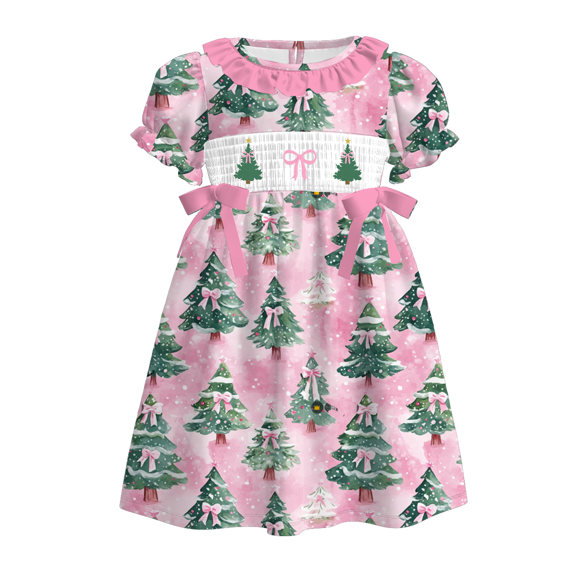 （Pre Order）Sisters Christmas Embroidery Smocked Dress＆Romper