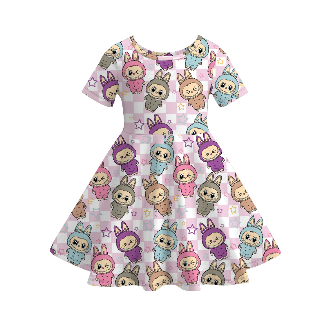 （Pre Order）Girls Summer Cartoon Print Dress&Set