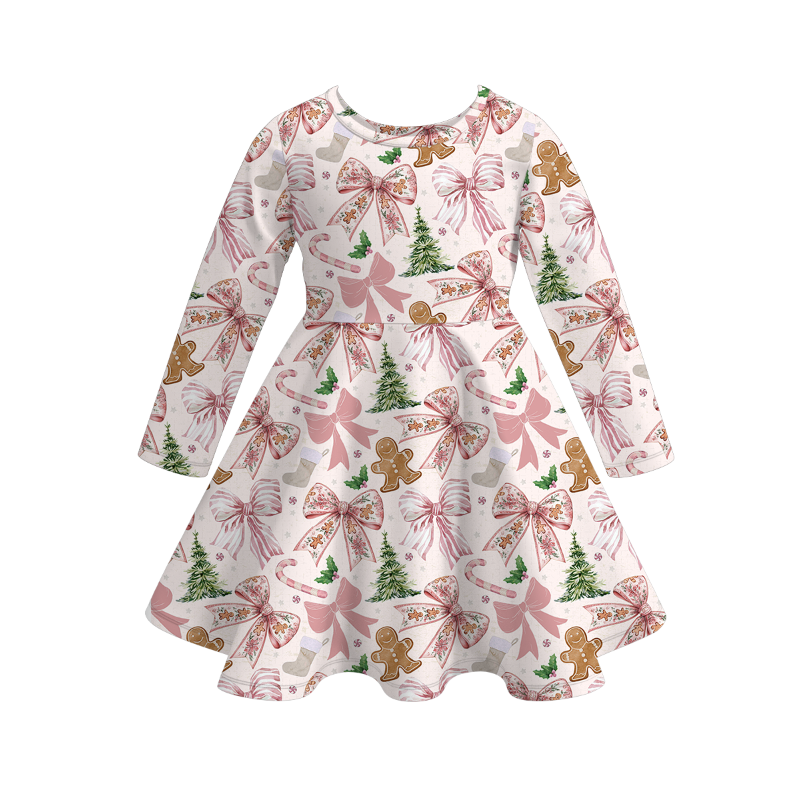 （Pre Order）Girls Christmas Cartoon Print Dress