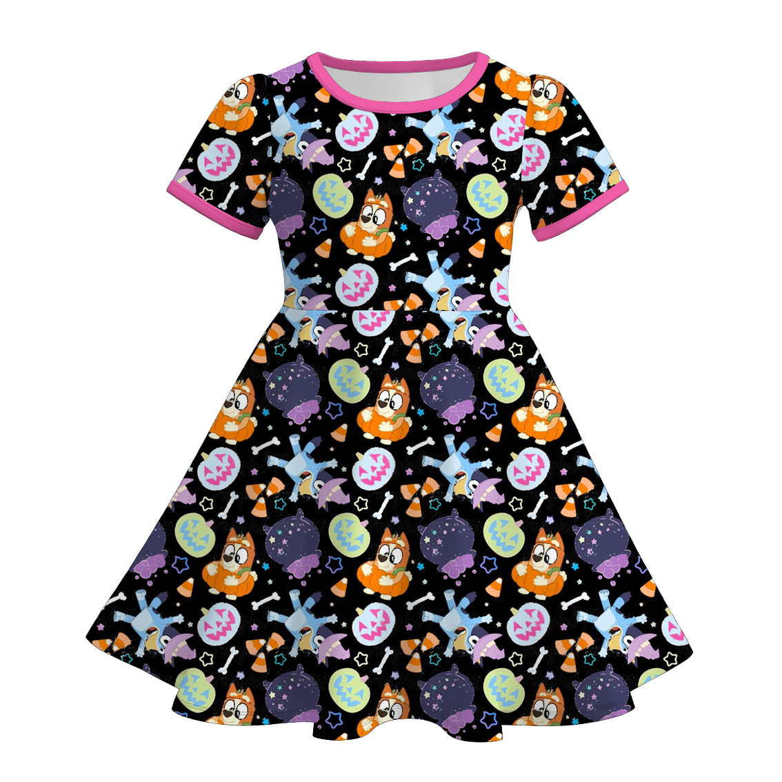 （Pre Order）Girls Halloween Cartoon Print Dress