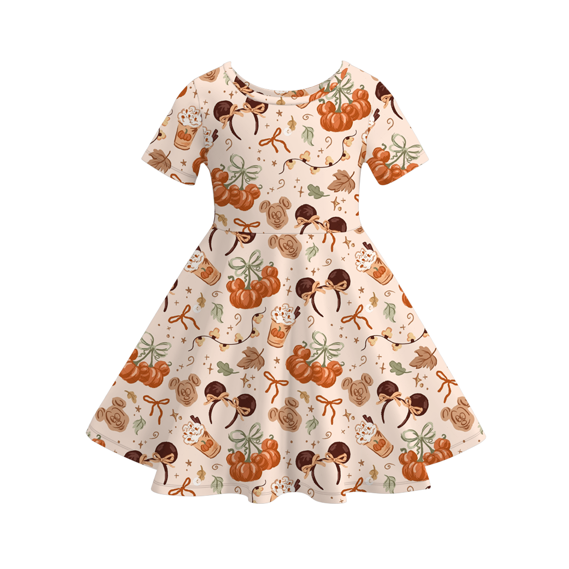 （Pre Order）Girls Fall Cartoon Print Dress