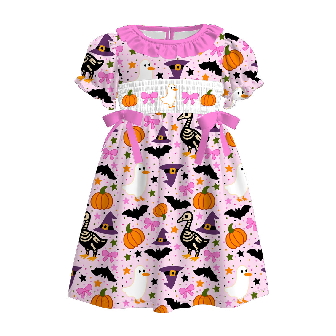 （Pre Order）Sisters Halloween Embroidery Smocked Dress＆Romper