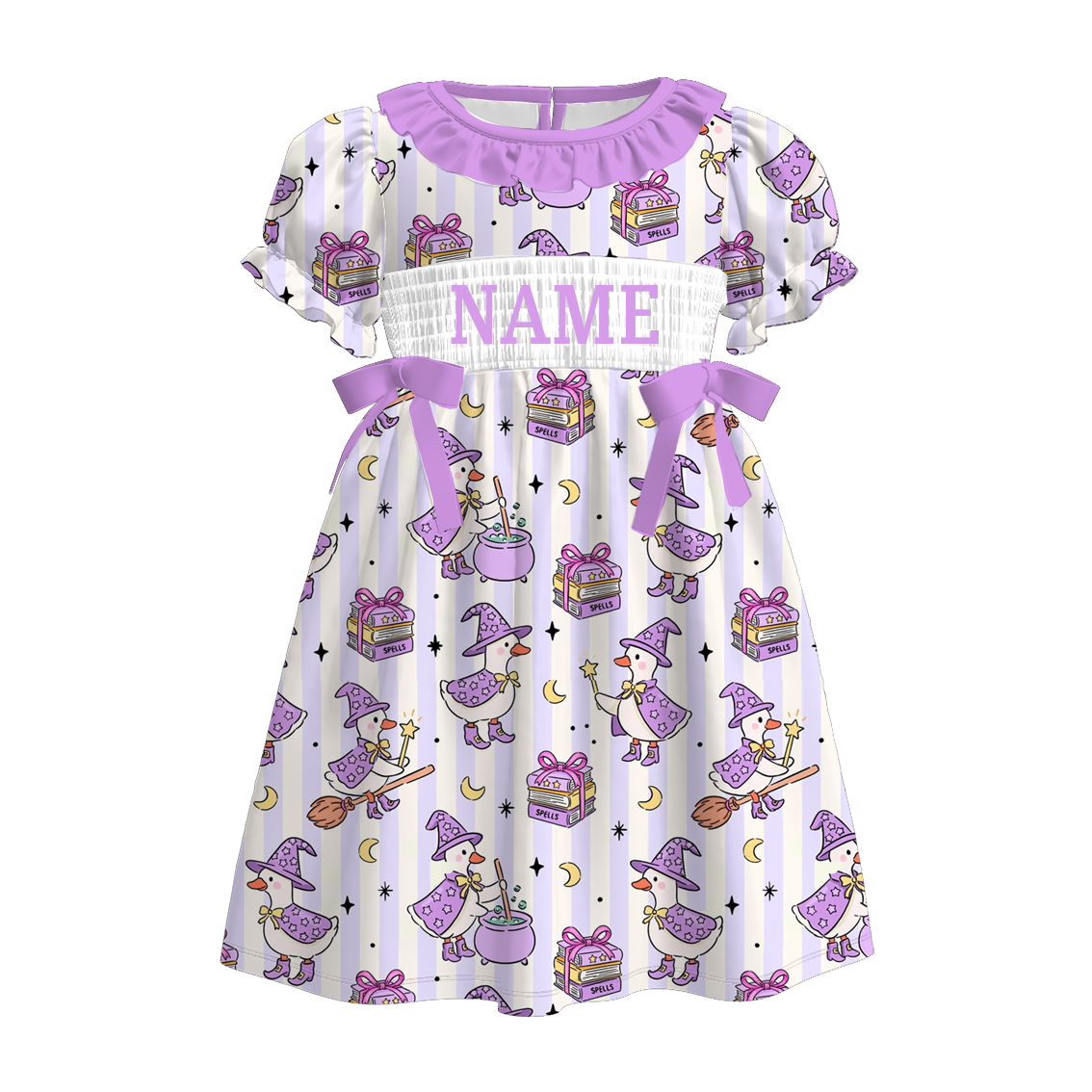 （Pre Order）Sisters Halloween Goose Embroidery Smocked Dress＆Romper