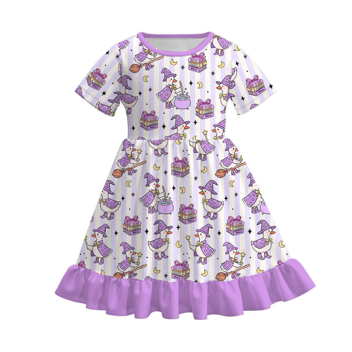 （Pre Order）Girls Halloween Goose Print Dress