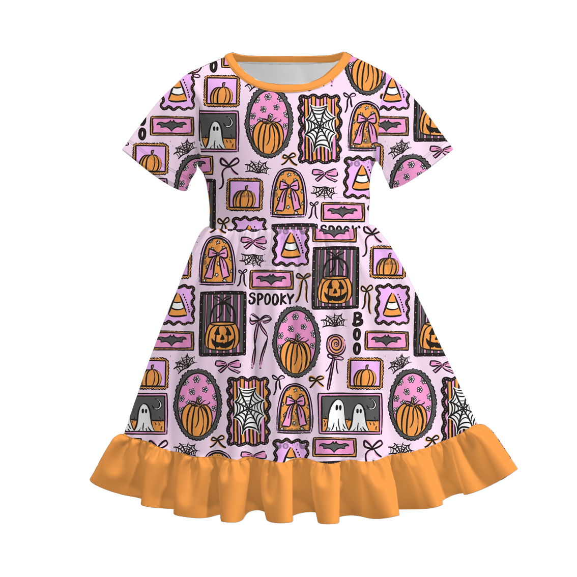 （Pre Order）Girls Halloween Goose Print Dress