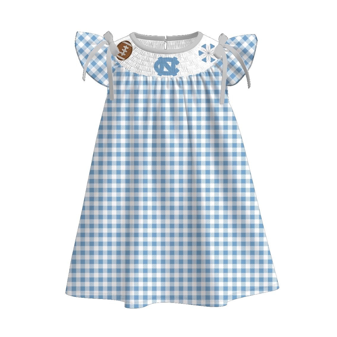 （Pre Order）Family Football UNC Embroidery Smocked Dress,Set&Romper
