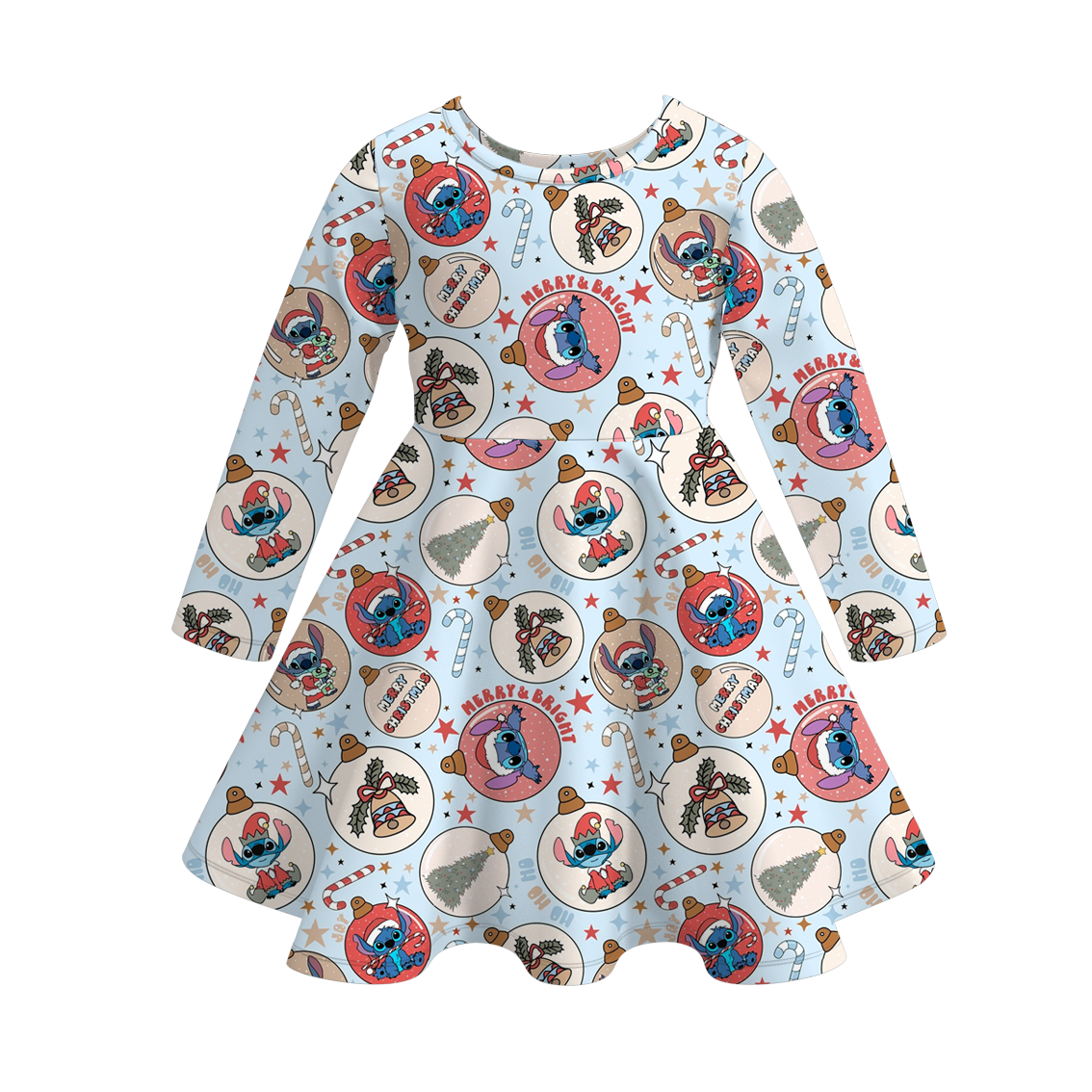 （Pre Order）Sisters Christmas Cartoon Print Dress,Pajamas＆Pants