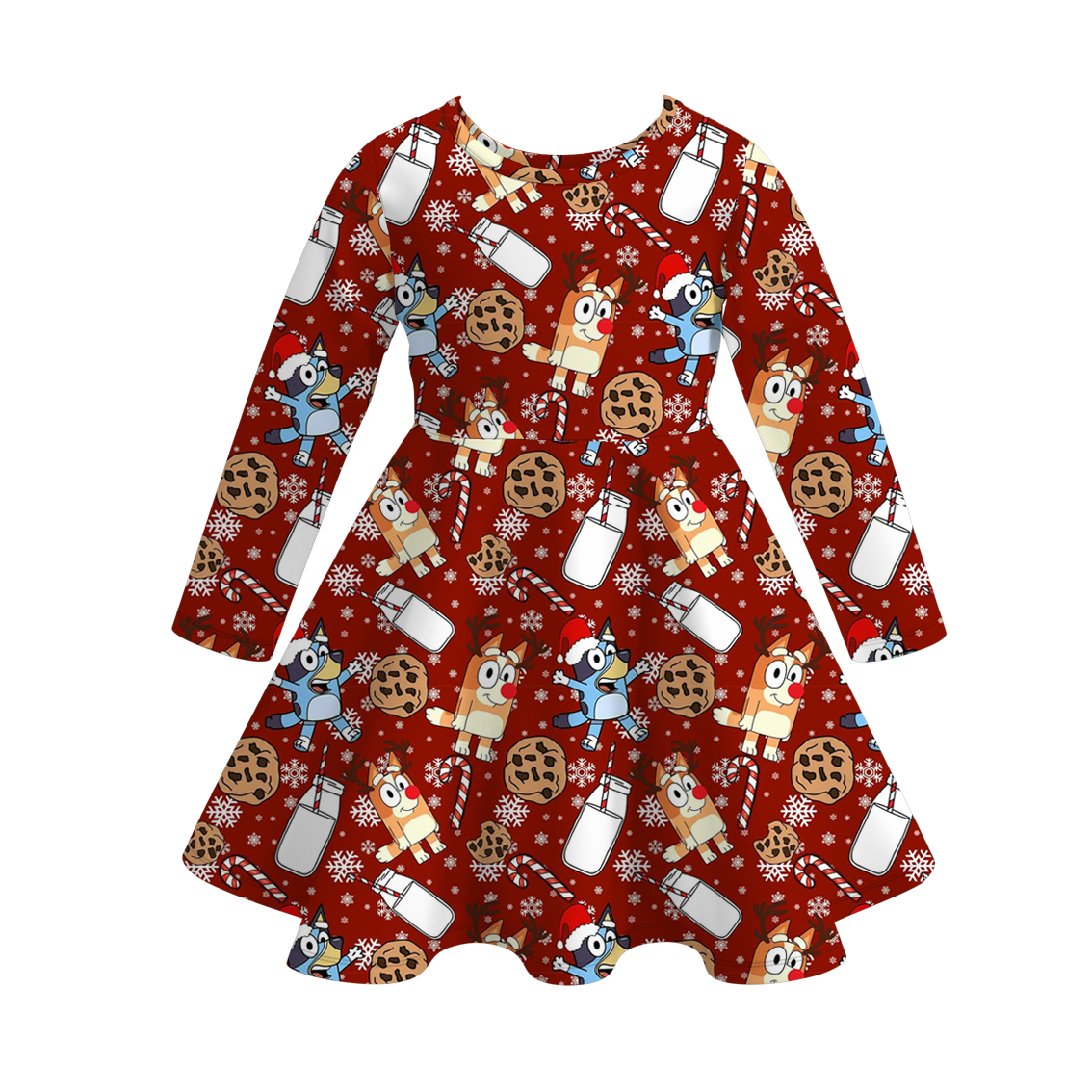 （Pre Order）Sisters Christmas Cartoon Print Dress,Pajamas＆Pants