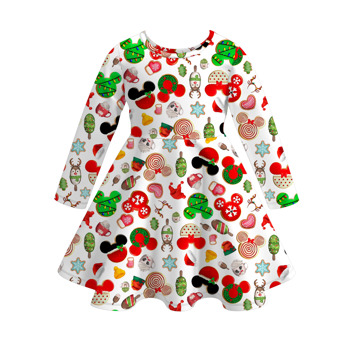 （Pre Order）Sisters Christmas Cartoon Print Dress,Pajamas＆Pants