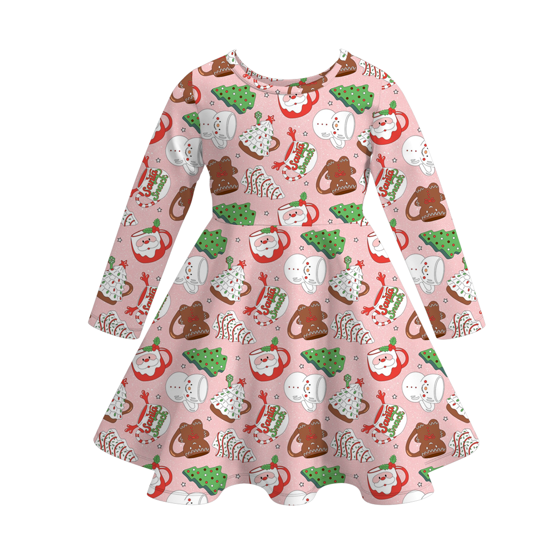 （Pre Order）Sisters Christmas Cartoon Print Dress,Pajamas＆Pants