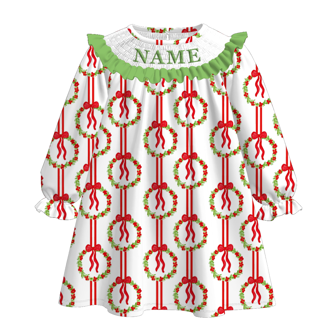 （Pre Order）Sisters Christmas Embroidery Smocked Dress＆Romper