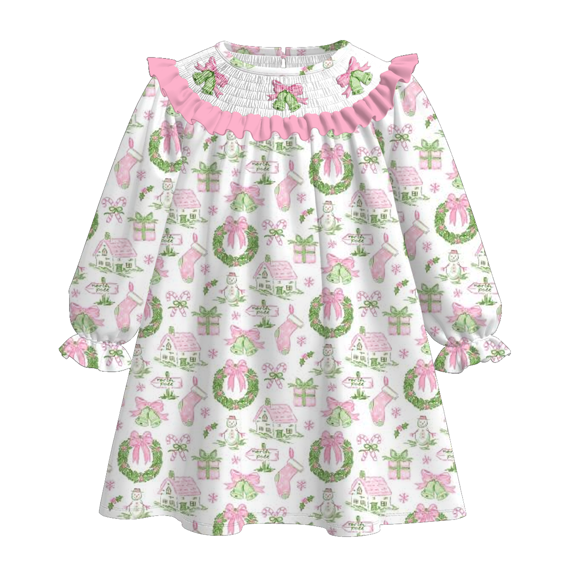 （Pre Order）Sisters Christmas Embroidery Smocked Dress＆Romper