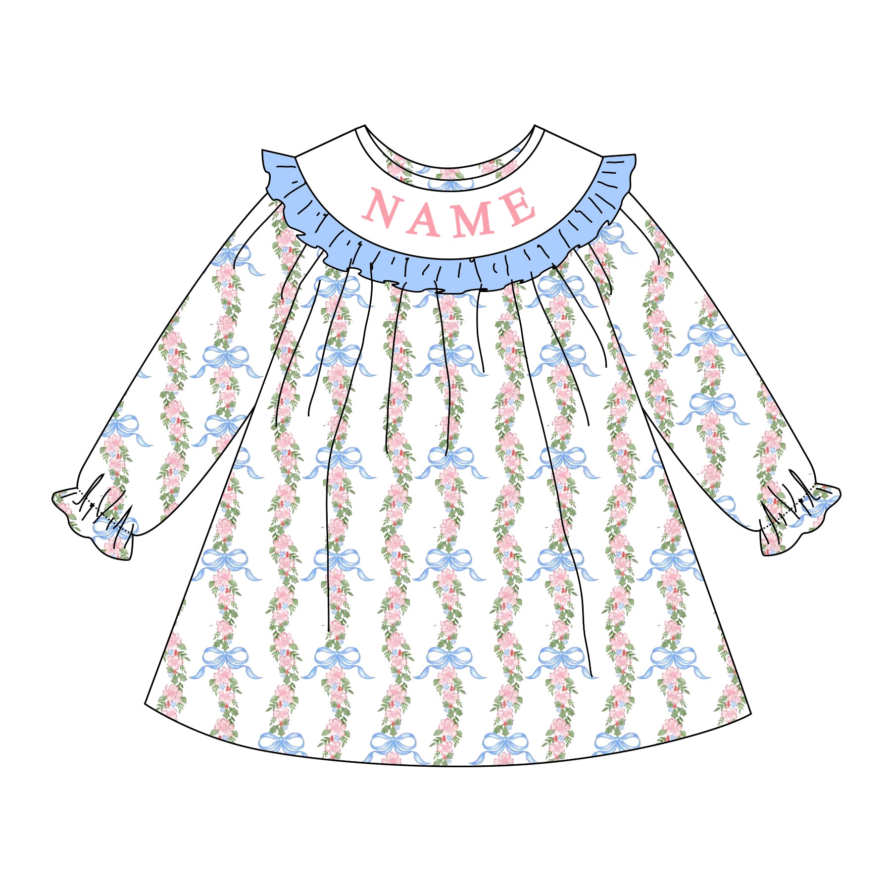 （Pre Order）Sisters Christmas Embroidery Smocked Dress&Romper