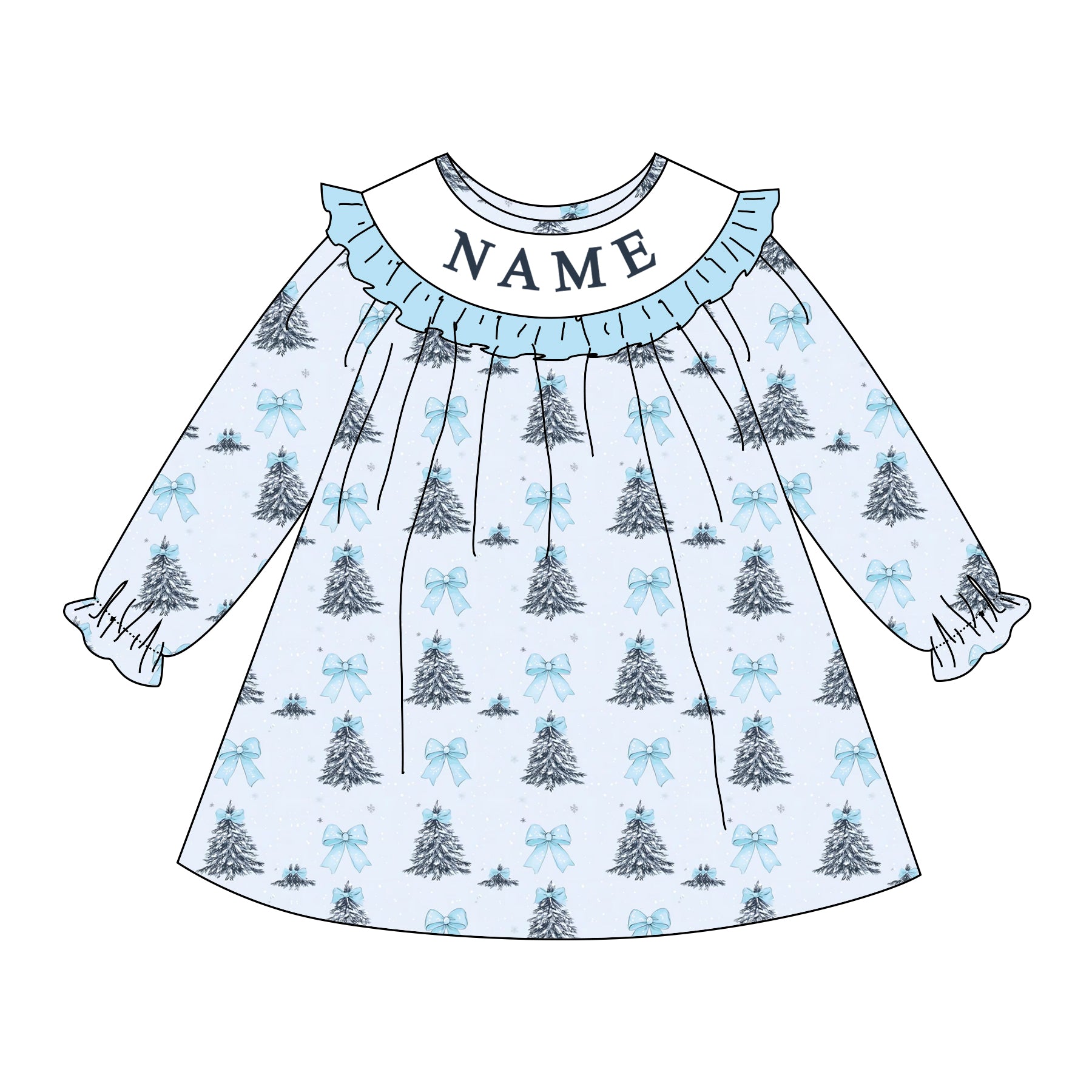 （Pre Order）Sisters Christmas Embroidery Smocked Dress&Romper