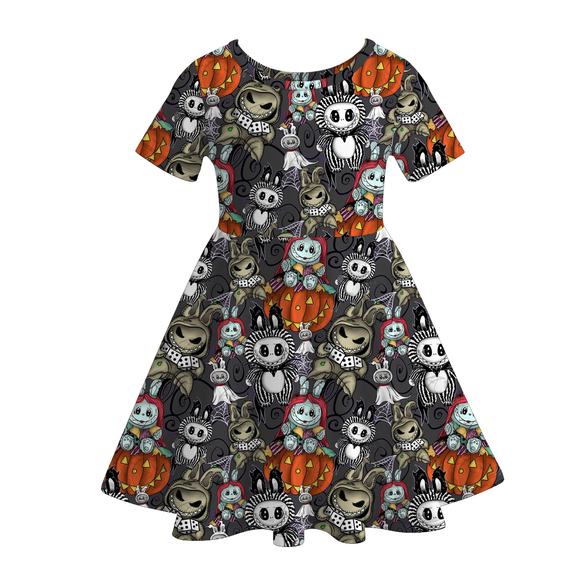 （Pre Order）Girls Halloween Cartoon Print Dress