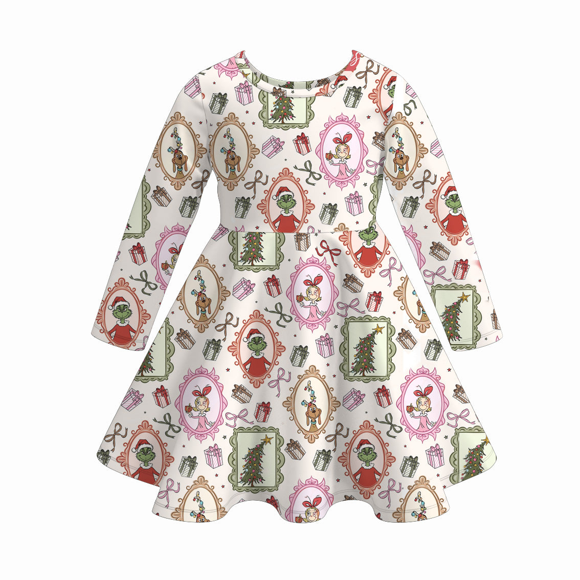 （Pre Order）Sisters Christmas Cartoon Embroidery Smocked Dress,Pajamas&Romper