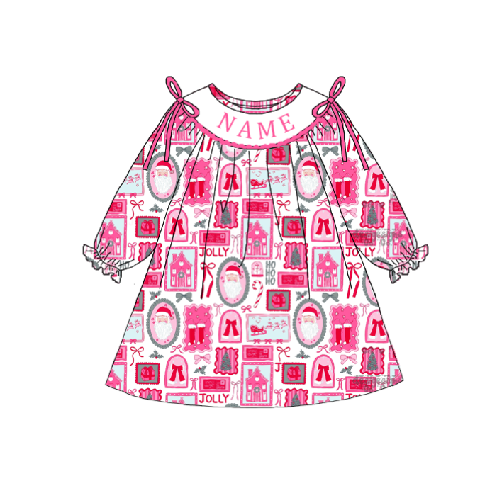 （Pre Order）Sisters Christmas Embroidery Smocked Dress&Romper