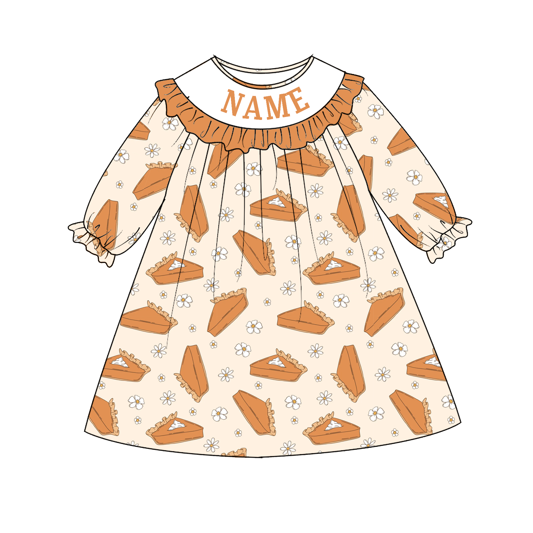 （Pre Order）Sisters Halloween Pumpkin Pie Embroidery Smocked Dress&Romper
