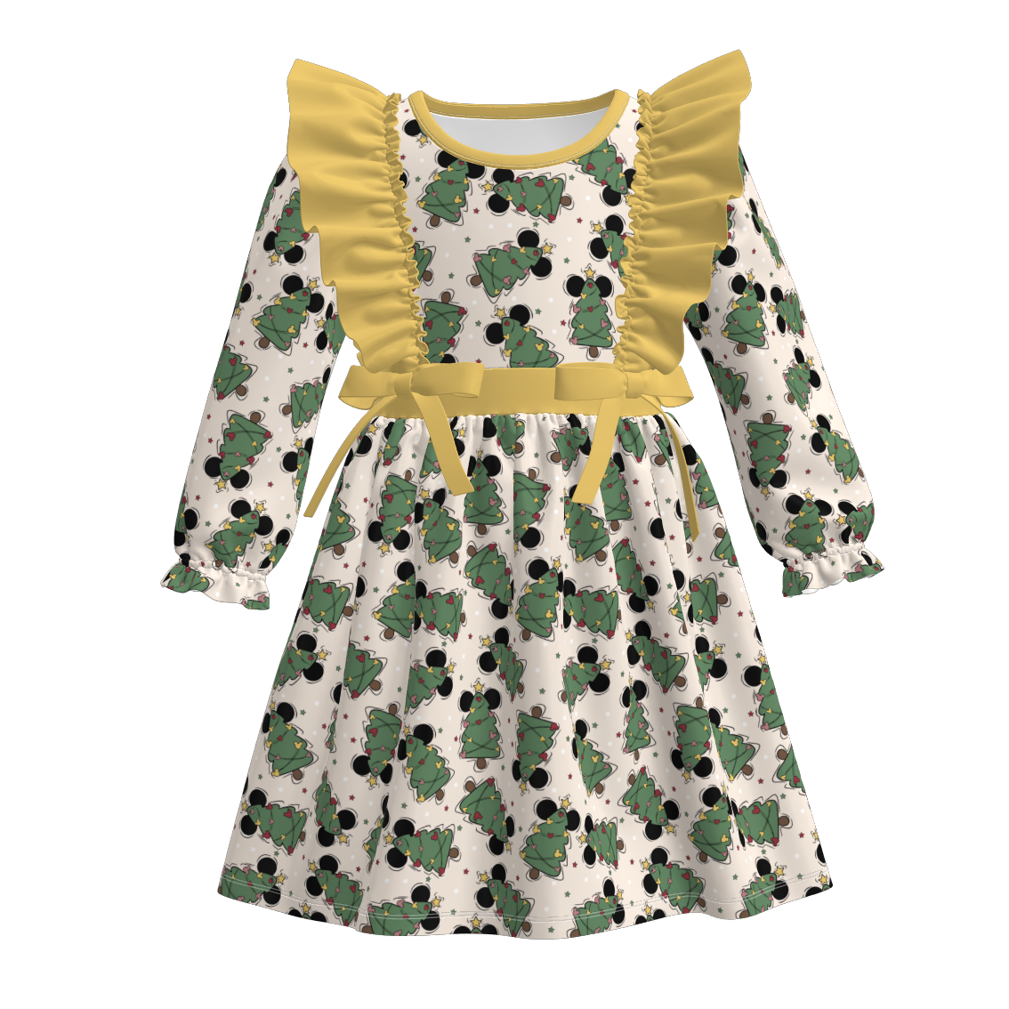 （Pre Order）Girls Christmas Cartoon Print Dress