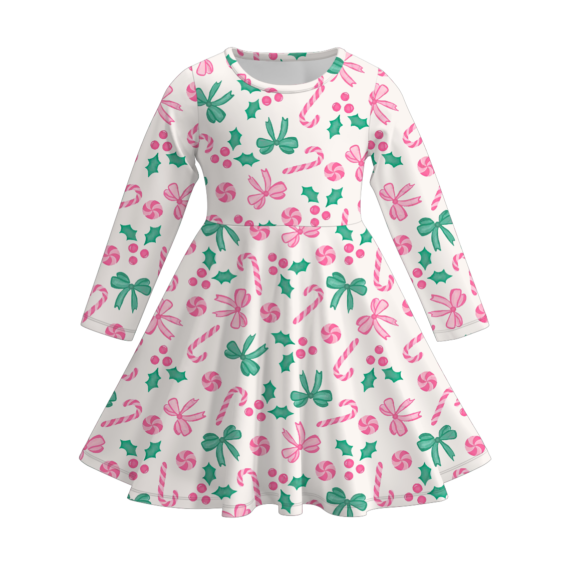 （Pre Order）Girls Christmas Print Dress&Outfit Set