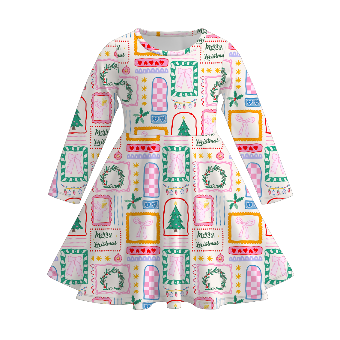 （Pre Order）Girls Christmas Print Dress&Outfit Set