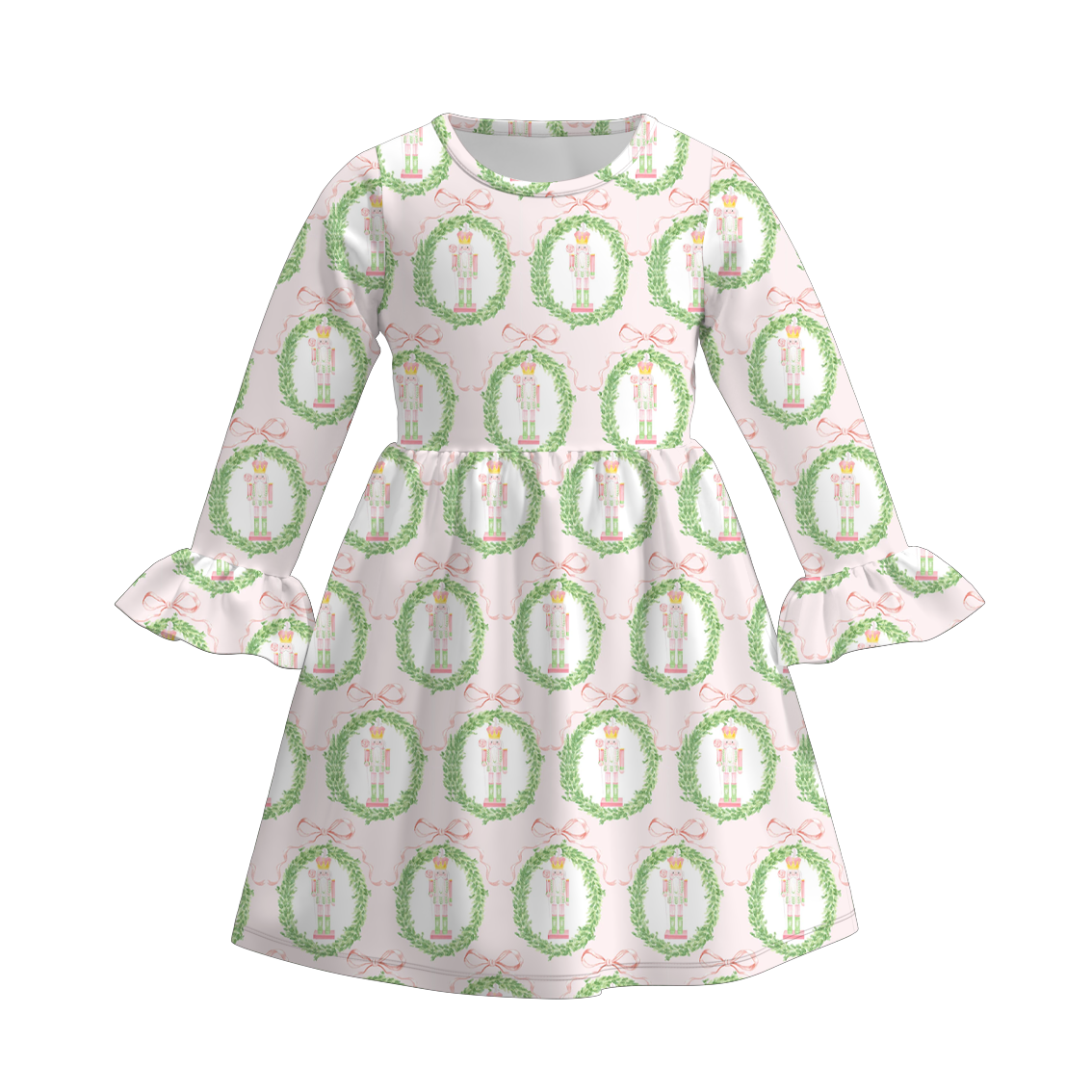 （Pre Order）Girls Christmas Nutcracker Print Dress&Outfit Set