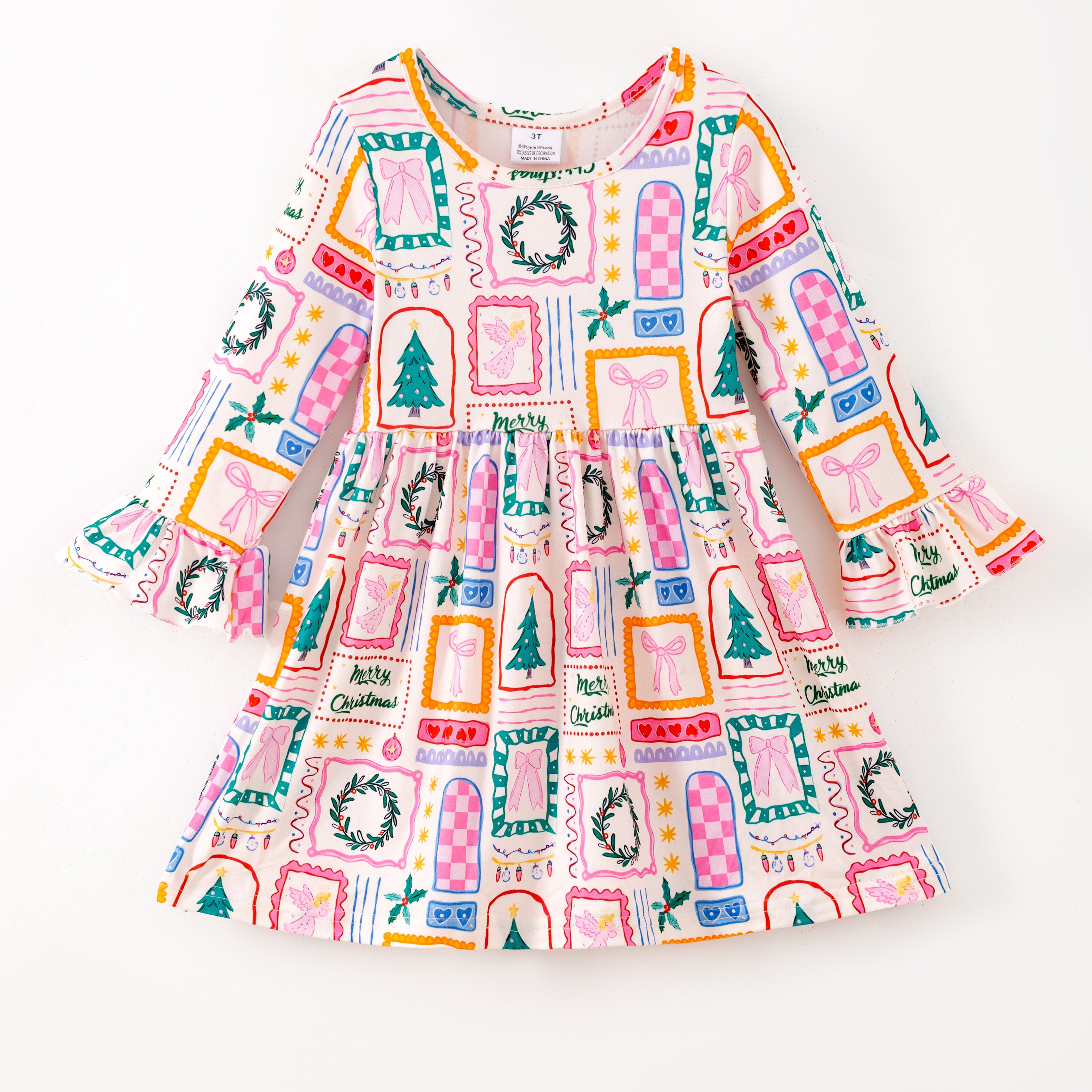 （Pre Order,Prepack Zone）Girls Christmas Print Set&Dress（Mix Size）