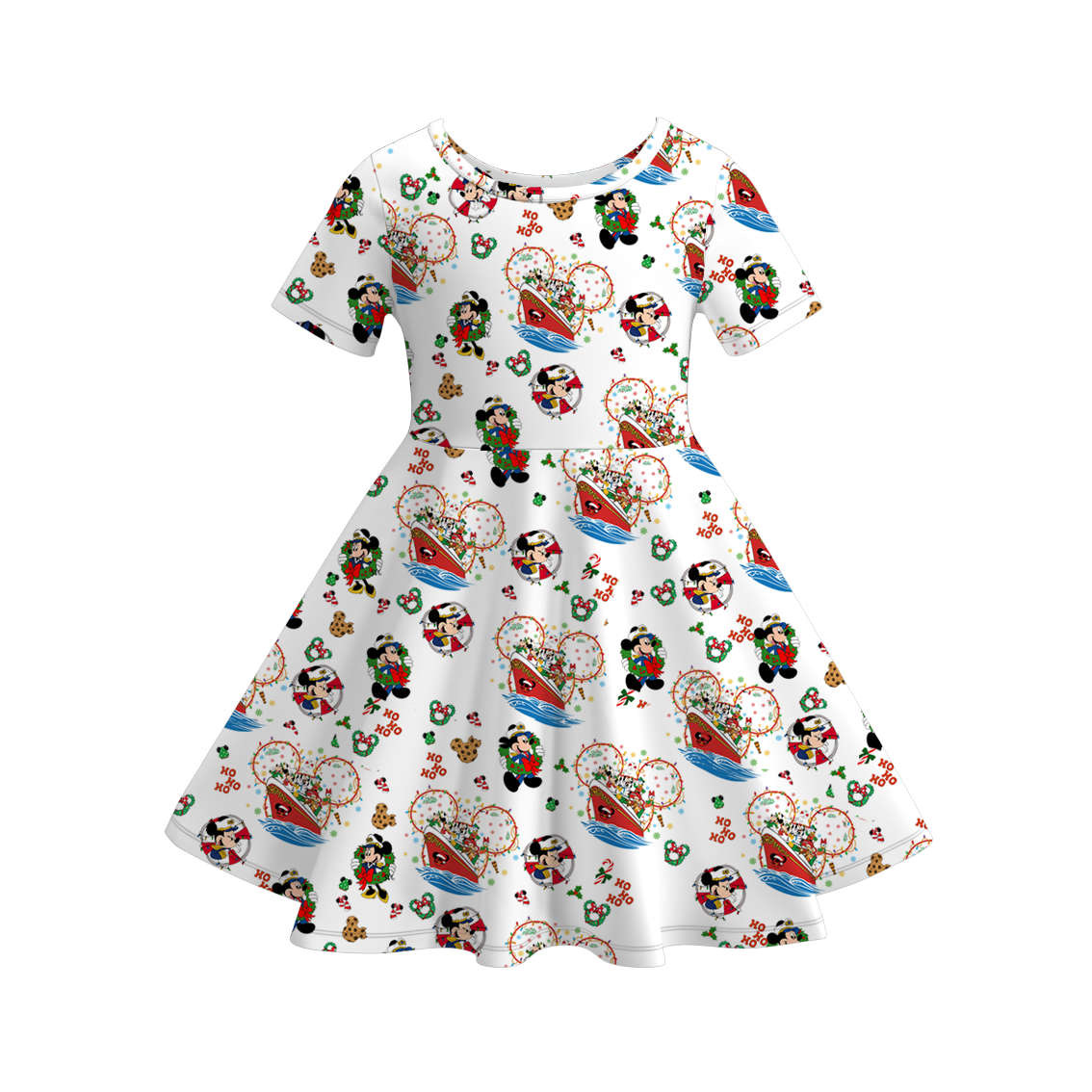 （Pre Order）Family Christmas Cartoon Print Dress,Set＆Top