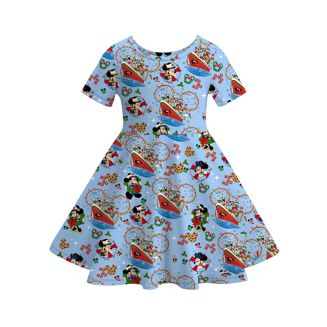 （Pre Order）Family Christmas Cartoon Print Dress,Set＆Top