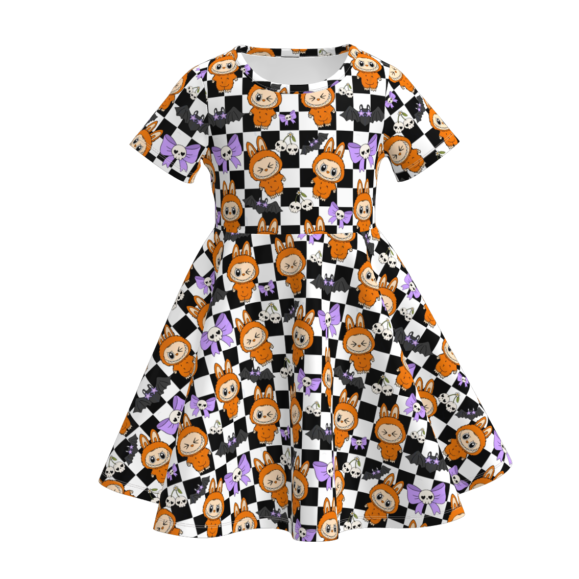 （Pre Order）Girls Halloween Cartoon Print Twirl Dress