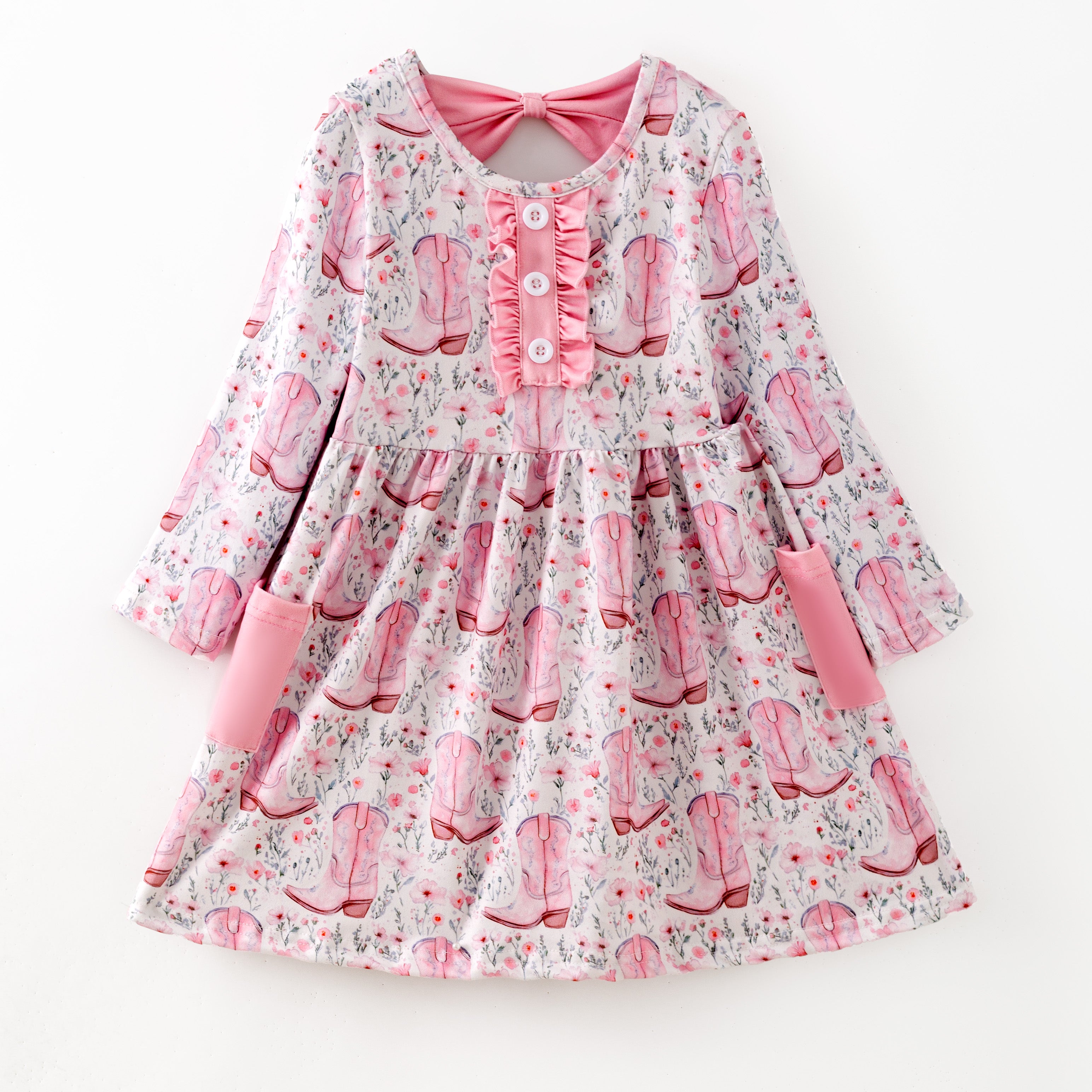 （Pre Order,Prepack Zone）Girls Cowgirl Print Dress（Mix Size）