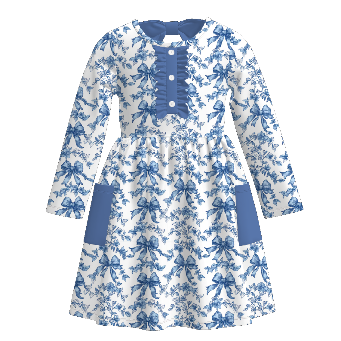 （Pre Order）Girls Fall Western Cowboy Print Dress with Pockets&Set