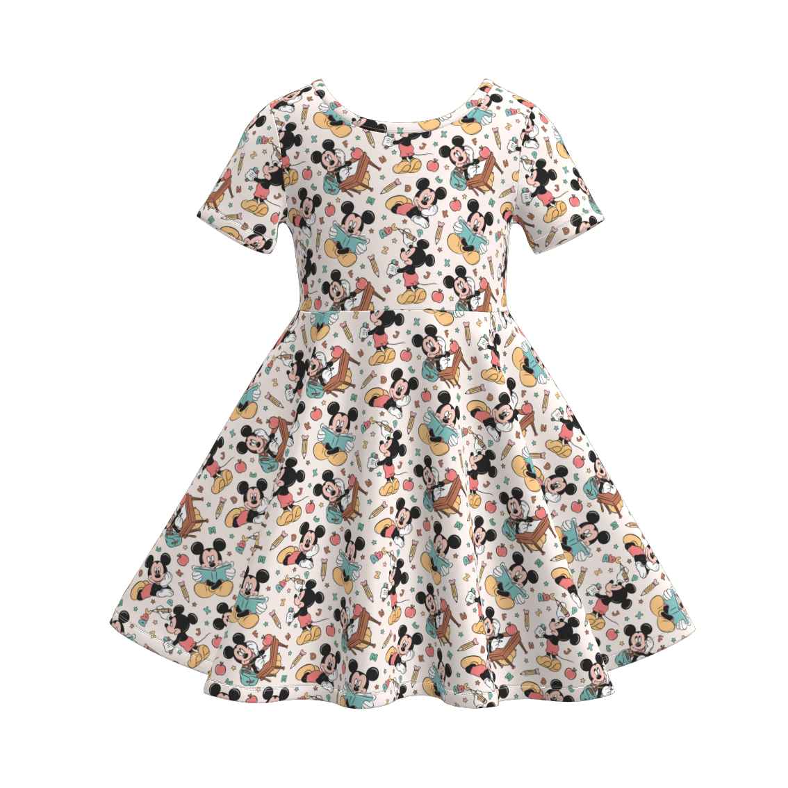 （Pre Order）Girls Summer Colorful World Print Twirl Dress