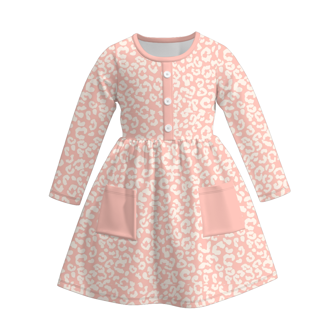（Pre Order）Family Fall Coral Leopard Print Dress,Set＆Romper