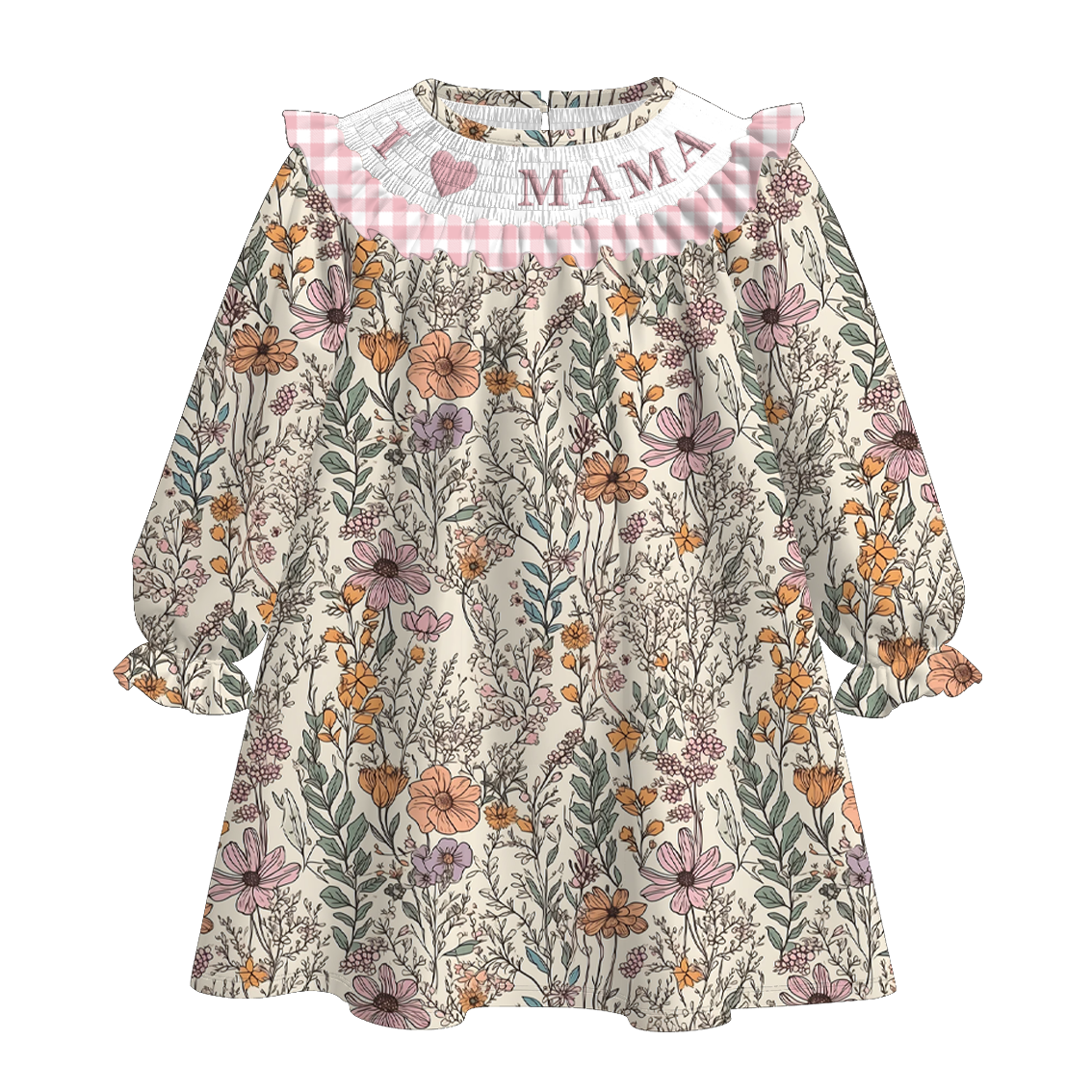 （Pre Order）Sisters Fall Floral Embroidery Smocked Dress＆Romper