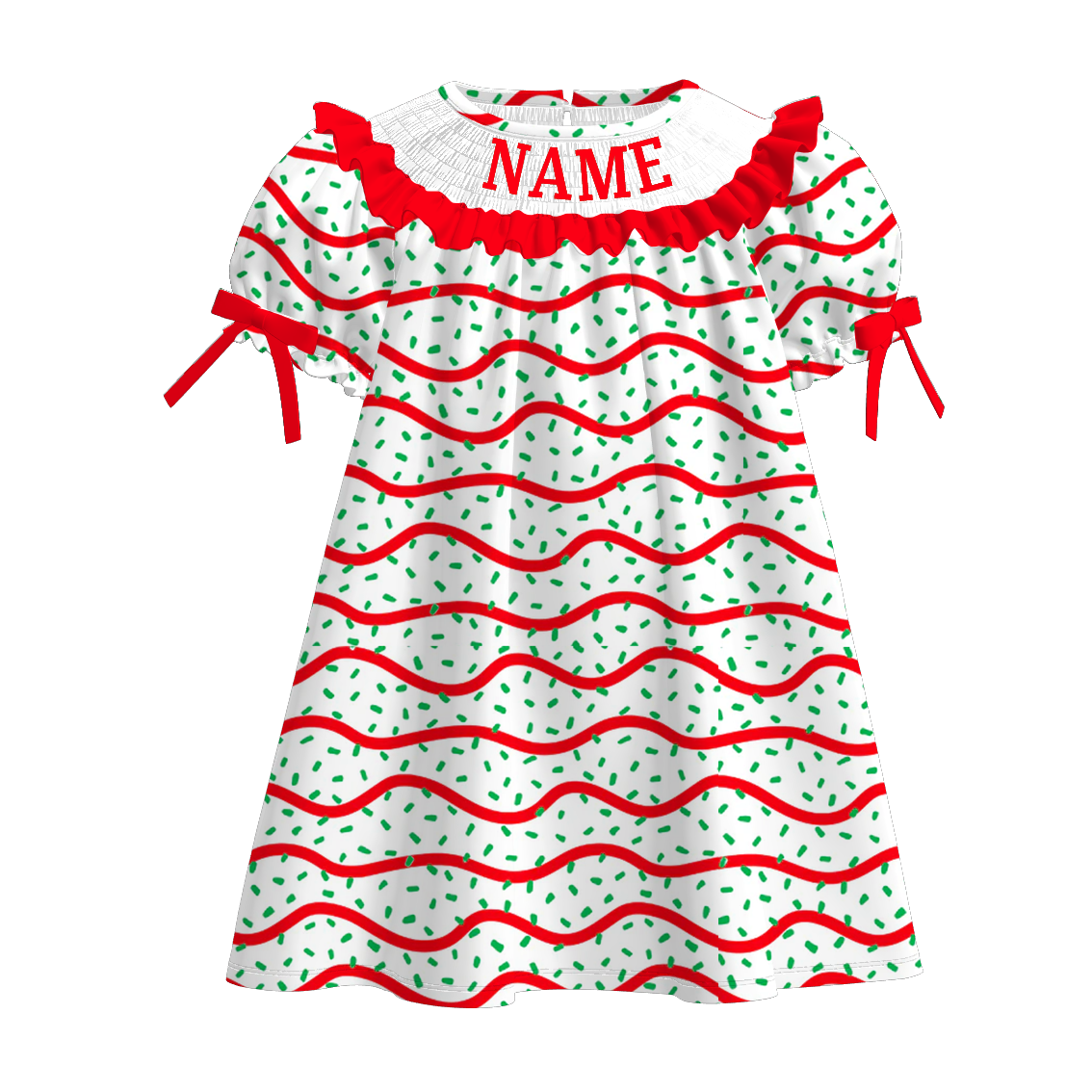 （Pre Order）Family Christmas Embroidery Smocked Dress＆Romper
